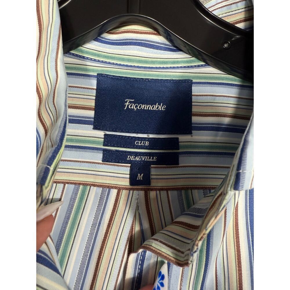 Façonnable Deauville Club Shirt Medium – Blue Multicolor Stripe 100% Cotton - Picture 8 of 8